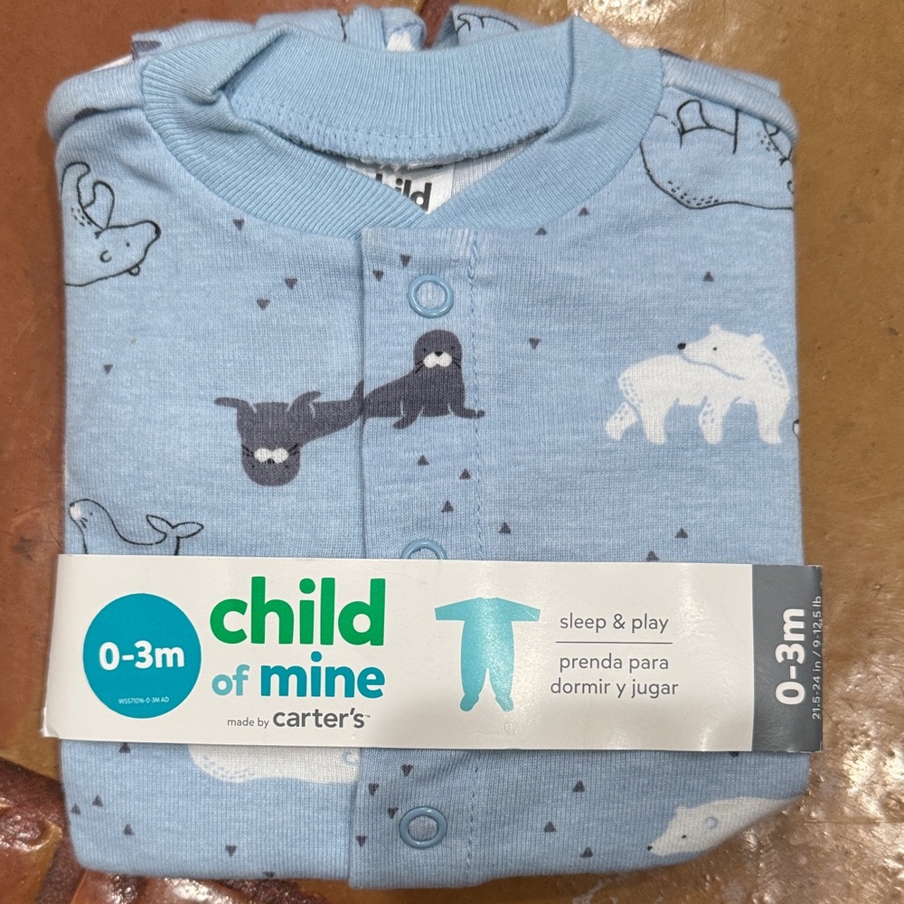 Child of Mine Light Blue Sleep & Play with Animal Prints